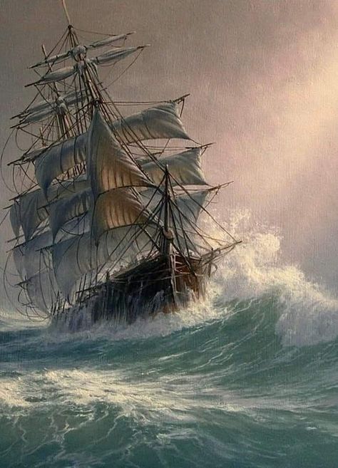 Pirate Ship Art, Pirate Island, Navi A Vela, Sea Pictures, Sailing Art, Old Sailing Ships, Maritime Art, Portraiture Painting, Marine Art