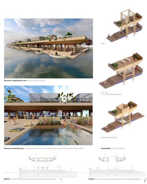 Rejuvenating the street markets of Vietnam. | Concept Architecture Results Fish Market Architecture Design, Floating Market Architecture, Urban Market Architecture, Port Design Architecture, Waterfront Architecture Concept, Market Design Architecture Concept, Food Market Architecture, Aquaculture Architecture, Fish Market Architecture