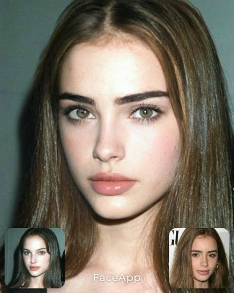 Faceclaims Faceapp, Face App Celebrities Mixed, Desired Face Ideas, Face App, Beautiful Features, Desired Face, Lily Collins, Natalie Portman, Pretty Eyes