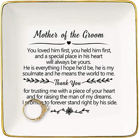 Amazon.com: Gift for Mother of the Groom From Bride - You Loved Him First,You Held Him First Thank You Gift for New Mom - Wedding Gifts - Bridal Shower Gifts - Ceramic Jewelry Holder Ring Dish Trinket Box Tray: Clothing Ceramic Jewelry Holder, Mom Wedding Gift, Mother Of The Groom Gifts, Mother In Law Gifts, Bride And Groom Gifts, Mom Wedding, Maid Of Honour Gifts, Gift For Mother, Groom Gift