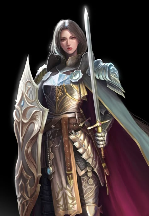 Guardian of Light - Lucien (Paladin),  on ArtStation at https://www.artstation.com/artwork/g0kBGx Pathfinder Changeling, Female Paladin Art, Rpg Paladin, Paladin Character Art, Paladin Dnd, Female Paladin, Female Armour, Paladin Armor, Dnd Paladin