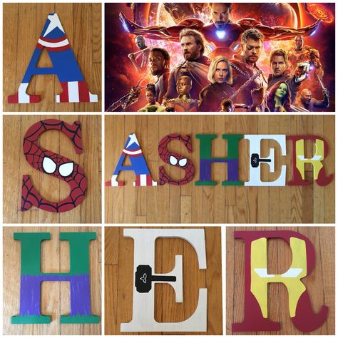 Marvel Letters Diy, Marvel Letters, Bday Letter, Iron Man Theme, Iron Man Painting, Spiderman Toddler, Sorority Paddles, Sorority Crafts, Best Aunt