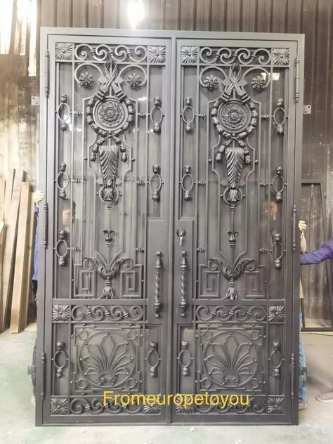 BEAUTIFUL WROUGHT IRON EXTRIOR THERMO BREAK DOOR - PWI46 | eBay Modern Wrought Iron Entry Doors, Wrought Iron Gate Designs, Wrought Iron Doors Front Entrances, Door Iron, Wrought Iron Entry Doors, Wrought Iron Front Door, Wrought Iron Door, Iron Front Door, Iron Entry Doors