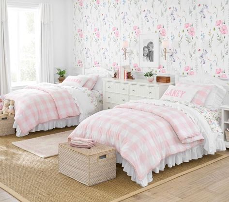 Buffalo Check Comforter & Shams | Pottery Barn Kids Buffalo Check Bedding, Shared Bedroom, Wallpaper Peel And Stick, Big Girl Rooms, Buffalo Check, Pottery Barn Kids, Girl's Room, Interior Design Services, Girl Room