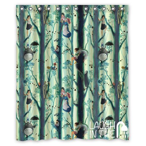 Studio Ghibli Film Characters Shower Curtain - Available in 4 sizes and with rings - Bathroom Decoration - Totoro, Spirited Away, Mononoke by Laughintheshower on Etsy https://www.etsy.com/listing/252622972/studio-ghibli-film-characters-shower Swag Curtains, Abstract Shower Curtain, Shower Curtain Sizes, Shower Bathroom, Unique Shower Curtain, Shower Curtain Bathroom, Custom Shower Curtains, Quality Curtains, Curtain Bathroom