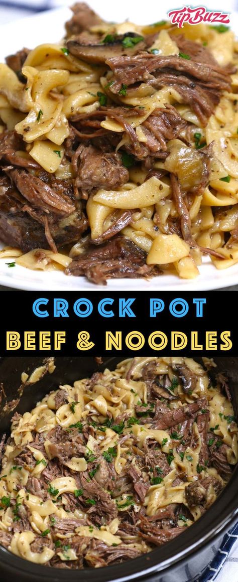 Beef and Noodles made in the crock pot for a delicious one-pot meal the entire family will love. This slow cooked comfort food only needs 15 minutes of prep! #beefandnoodles #beefnoodles Crock Pot Beef And Noodles, Beef And Noodles Crockpot, Crock Pot Beef, Crock Pot Food, Easy Crockpot Dinners, Crockpot Recipes Beef, Crockpot Beef, Crockpot Dishes, Crock Pot Slow Cooker