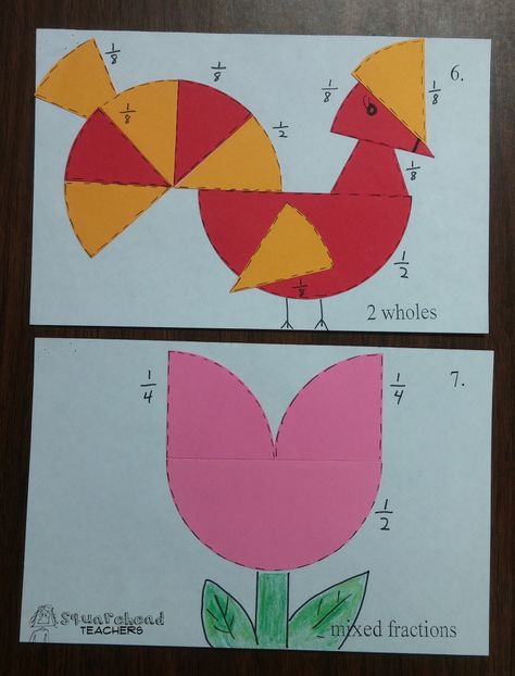 Fractions Craft, Fractions Pictures, Fraction Art, Math Art Projects, Creative Math, Fraction Activities, Arts Integration, Math Projects, Math Fractions