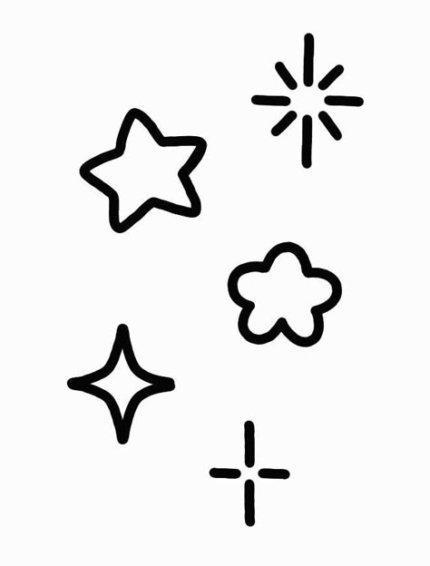 Doodles Y2k Easy, Y2k Star Drawing, Cute Star Doodles, Cool Symbols To Draw, Cute Star Drawing Aesthetic, Stars Drawing Doodles, Stars Doodle Aesthetic, Cute Moon And Stars Doodle, Star Rating Icon