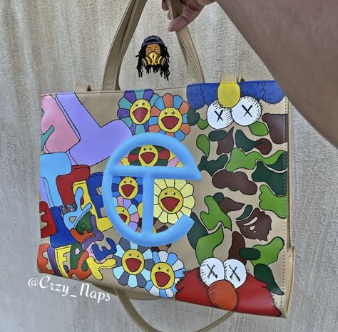 Painted Telfar, Telfar Bags, Custom Purses, Luxury Bags Collection, Custom Handbags, Pretty Shoes Sneakers, Handbag Essentials, Designer Purses, Girly Bags