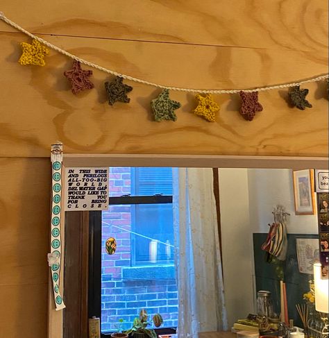 Crochet Star Banner, Crochet Star Bunting, Crochet Star Wall Hanging, Crochet Pennant, Crochet Star Garland, Crochet Banner, Star Bedroom, Cottagecore Room, Bracelet Loom