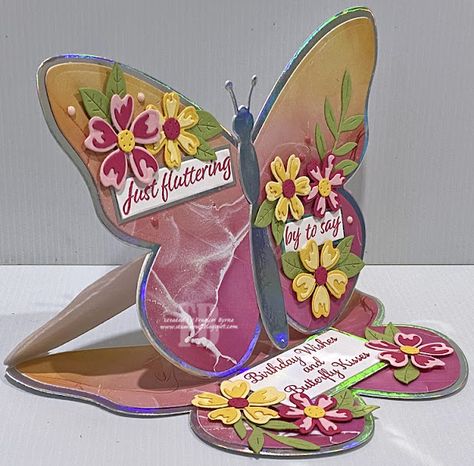 Butterfly Cards Handmade, Magic Butterfly, Bibi Cameron, Butterfly Card, Honey Bee Stamps, Window Cards, Spellbinders Cards, Shaped Cards, Easel Cards