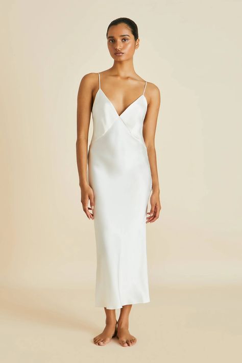 Ivory Slip Dress, Lily Donaldson, Olivia Von Halle, White Slip Dress, Slip Dresses, Ivory Silk, Full Length Dress, Silk Slip Dress, Satin Color