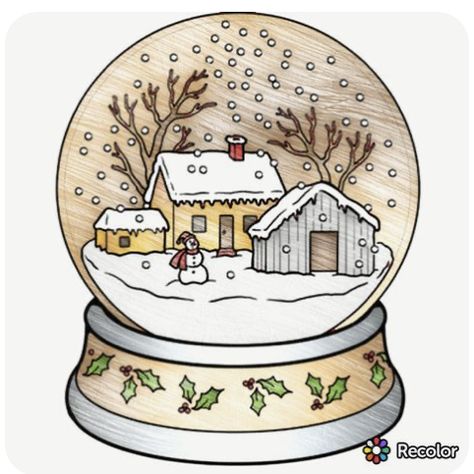 Snowglobe Drawing, Globe Ornament, Christmas Stencils, Christmas Card Art, Christmas Snow Globes, Christmas Templates, Christmas Drawing, Christmas Paintings, Christmas Illustration