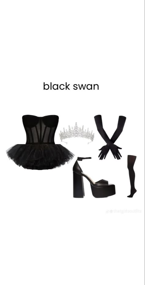 Individual Halloween Costumes College, Brunette Halloween Costumes Ideas 2024, Brunette Halloween Costumes Ideas, Halloween Costumes For Brunettes, College Halloween Costume Ideas, Black Dress Halloween Costume, Swan Costume, College Halloween Costume, Halloween Costumes Brunette