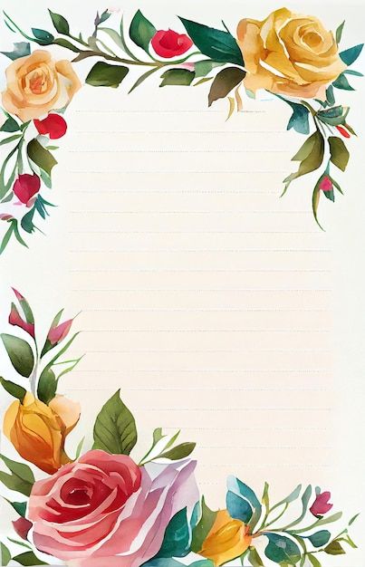 Photo a blank page with flowers and leav... | Premium Photo #Freepik #photo #stationery #floral-background #flower-background #background-design Floral Cover Page, Front Page Design, Background Flower, Page Background, Binder Cover, Page Borders, Paper Board, Flower Background, Binder Covers