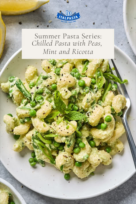 With zesty mint and sweet peas, this chilled creamy pasta salad is a refreshing and easy-to-make recipe that's perfect for your next summer barbeque or picnic. Pea And Mint Pasta, Mint Pasta Salad, Holiday Pasta, Storing Garlic, Pasta With Cheese, Creamy Pasta Salad, Pasta With Peas, Creamy Pasta Salads, Summer Barbeque