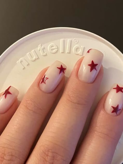 Oval Acrylic Nails, Stars Nails, Star Nail Designs, Band Nails, Star Nail, Hippie Nails, Punk Nails, Cute Simple Nails, Happy Nails