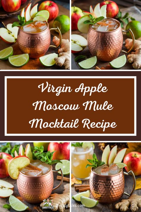 Discover the delightful Virgin Apple Moscow Mule Mocktail Recipe that combines the crispness of fresh apples with the zing of ginger beer. This non-alcoholic Apple Moscow Mule is perfect for fall gatherings or festive occasions. Enjoy a refreshing Crisp Apple Moscow Mule Mocktail that’s easy to make and sure to impress. Whether you’re sipping a Virgin Moscow Mule with Apple or a Sparkling Apple Mule Mocktail, this recipe offers a delicious twist on the classic! Mule Mocktail Recipe, Virgin Moscow Mule, Apple Moscow Mule, Apple Mule, Drinks Mocktail, Thanksgiving Drinks, Crisp Apple, Fall Gathering, Mocktail Recipe