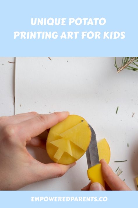 Discover the endless creative possibilities of potato printing with these fun and simple ideas for kids! Potato printing is a great way to introduce art and crafting to children in a unique and engaging way. From making personalized cards to decorating wrapping paper, there are so many ways to explore this art form with your little ones. Get ready for hours of creative fun with potato printing projects that are perfect for kids of all ages. Potato Printing Kids, Potato Stamp Art, Body Image Activities, Potato Printing, Potato Stamp, Potato Print, Painting Apron, Fine Motor Activity, Teaching Shapes