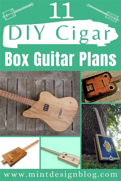 These free cigar box guitar plans show you how to build a cigar box guitar from scratch. Build Your Own Guitar, Guitar Crafts, Homemade Musical Instruments, Making Musical Instruments, Homemade Instruments, Guitar Diy, Guitar Tech, Drum Pedal, Diy Instruments