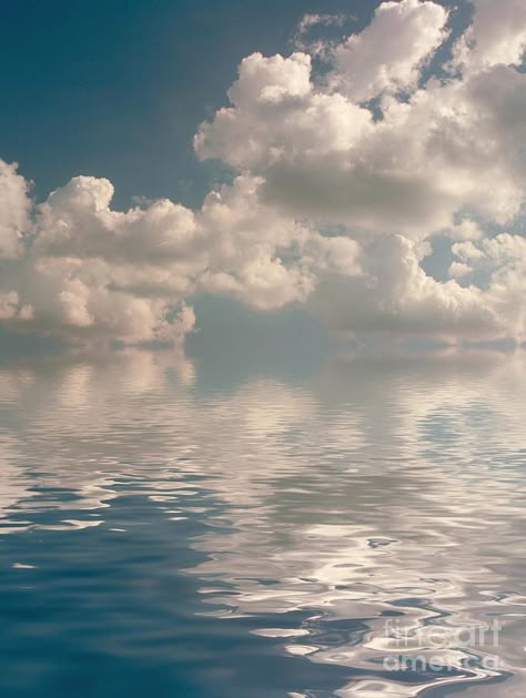 Puffy Clouds Reflected On The Ocean Ocean In The Sky, Where Are U, Ocean Reflection, Cloud Reflection On Water, Renato Muccillo, Sky Reflection On Water, Sky God, Ocean Clouds, Reflection In Water