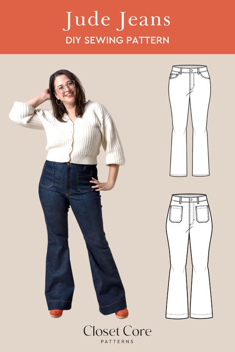 Closet Core Patterns, Ginger Jeans, Jeans Pattern, Bootcut Flare Jeans, Jeans Flared, Dream Jeans, Patterned Jeans, Halloween Costume Outfits, Outfit Jeans