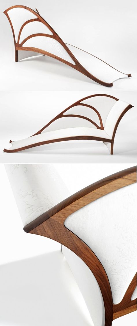 Ulysses chaise lounge inspired by wavy swallowtail butterfly Butterfly Inspired Furniture, Furniture Design Inspired From Nature, Butterfly Interior Design, Butterfly Furniture, Living Rooms Sofas, Colored Couch, Chaise Lounge Bedroom, Primitive Dining Rooms, Latest Sofa Designs