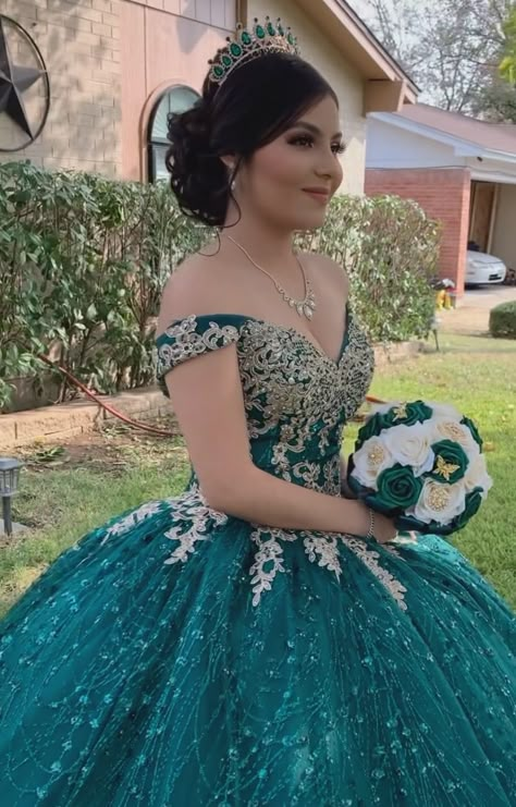 Emerald Green Quinceanera Dresses Quincedresses.com, Dark Green 15 Dresses, Emerald Green 15 Dress With Gold, Dark Green Quinceanera Dresses Long, Emerald Green Quincena Dress, Dark Green Xv Dresses, Emerald Green And Gold Quinceanera Dress, Dark Green Quinceanera Dresses With Gold, Royal Green Quinceanera Dresses