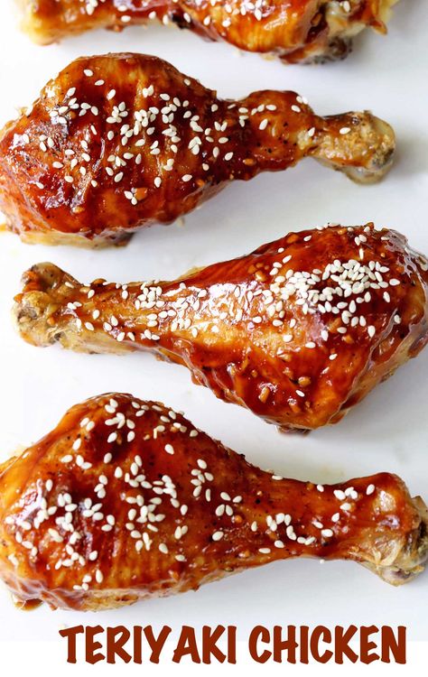 Drummies Recipes, Teriyaki Chicken Drumsticks, Teriyaki Drumsticks, Chicken Drumstick Marinade, Baked Drumsticks, Honey Teriyaki Chicken, Teriyaki Chicken Recipe, Baked Teriyaki Chicken, Low Calorie Chicken