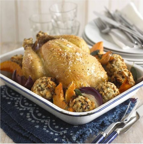 Roast Chicken with Gravy and Herb Stuffing | Annabel Karmel How To Make Stuffing, Chicken With Gravy, Chicken Roast, Baked Chicken Drumsticks, Baked Gnocchi, Herb Stuffing, Sunday Recipes, One Pot Chicken, Tomato Sauce Recipe