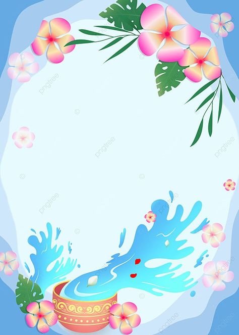 Spring Festival Poster, Water Splashing, Songkran Festival, Festival Background, New Years Background, Wallpaper Image, Thai Dress, Spring Festival, Water Plants