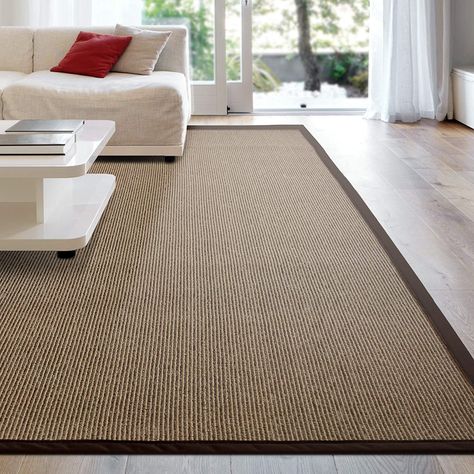 iCustomRug Zara Synthetic Sisal Collection Area Rug and Custom Size Runners, Softer Than Natural Sisal Rug, Stain Resistant & Easy to Clean Beautiful Border Rug in Chocolate 4' x 6' Sisal Carpet, Sisal Area Rugs, Border Rugs, Natural Sisal, Natural Fiber Rugs, Diy Renovation, Rug Stain, Sisal Rug, Area Carpet