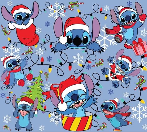 Stitch Tumbler Wrap, Stitch Navidad Disney, Stitch Backgrounds, Stitch Wallpapers, Christmas Wallpaper Ipad, Christmas Stitch, Christmas Tumbler Wrap, Cute Disney Outfits