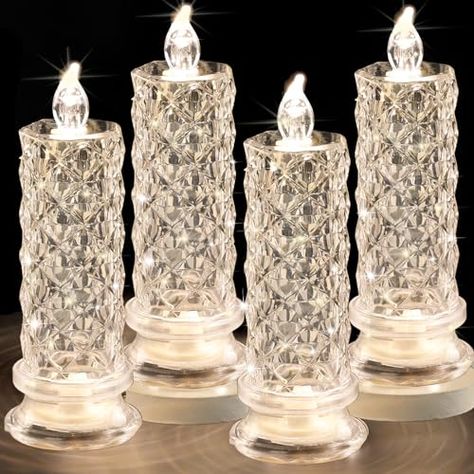 Neutral Christmas Aesthetic, Led Candles Wedding, Christmas Decorations White, Amazon Bedroom, Pillar Candles Wedding, Valentines Proposal, Rose Shadow, Regency Decor, Faux Candles