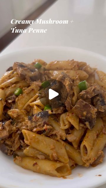 Kathika | Food & Drink Content Creator on Instagram: "‼️SAVE this Creamy Mushroom + Tuna Penne recipe 

Ingredients
- 3 tbsp of oil
- 1 large onion, diced
- 4 green chillies, chopped
- 400g of canned tuna, drained
- 2 tbsp of chilli flakes
- 6 large Portobello mushrooms, chopped
- salt, to taste
- 300g of sour cream
- 2 cups of milk
- 500g of cooked penne

Method
1. Sauté the onions and chillies
2. Add the canned tuna, chilli flakes, mushrooms and salt
3. Once the mushrooms soften, add sour cream and milk
4. Once the sauce comes to a boil, add the penne and mix well
5. Enjoy!
.
.
#tuna #mushroom #pasta #tunapasta #penne #creamypasta #tunapastabake #creamytunapasta #easyrecipes #pastalover  #seafoodpasta #pescatarianfood #pescatarianrecipes #melbournefoodie #easyhomecooking" Creamy Tuna Pasta, Penne Recipes, Tuna Pasta Bake, Canned Tuna, Tuna Pasta, Pescatarian Recipes, Mushroom Pasta, Pasta Lover, Seafood Pasta