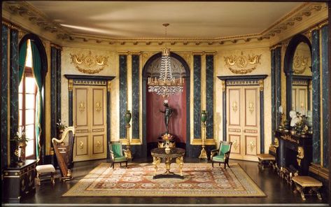 Mrs. James Ward Thorne American, 1882-1966, E-26: French Anteroom of the Empire Period, c. 1810 Historical Interior, Miniature Rooms, French Empire, Room Display, Grand Homes, Classic Image, Miniature Houses, Empire Style, Art Institute Of Chicago