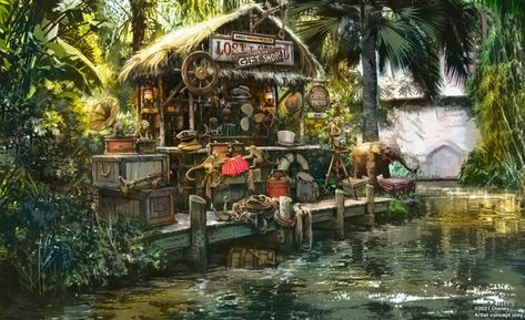 Disney Adventureland, Jungle Cruise Disneyland, Disney Map, Theme Park Concept Art, Park Concept Art, Cruise Vibes, Travelling Aesthetic, Concept Art Disney, Disney Reveal