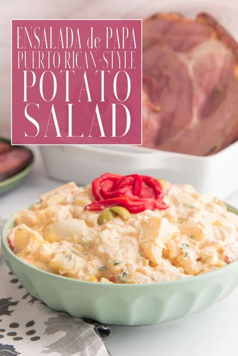 Puerto Rican Potato Salad, Potato Salad With Apples, Spanish Potatoes, Potatoe Recipes, Salad With Apples, Potato Salad Dressing, Thanksgiving Foods, Potato Salad With Egg, Boricua Recipes