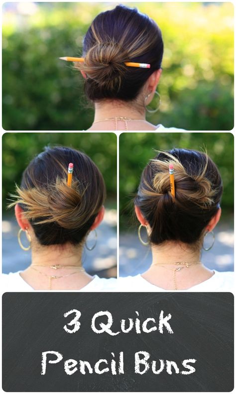 Hairstyles Buns, Bread Ideas, Hairstyles Theme, 5 Minute Hairstyles, Back To School Hairstyles, Short Hair Styles Easy, Quick Hairstyles, A Pencil