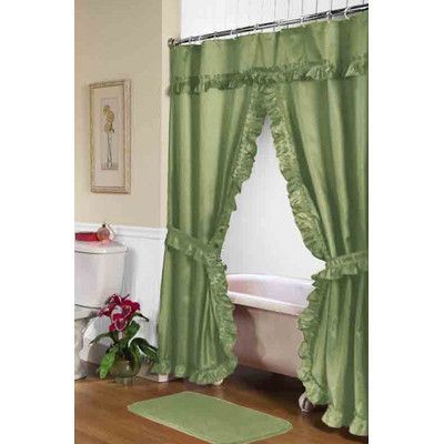 Carnation Home Fashions Lauren Dobby Double Swag Shower Curtain Color: Double Swag Shower Curtain, Shower Curtain With Valance, Double Shower Curtain, Vintage Shower Curtains, Bathroom Window Curtains, Swag Curtains, Long Shower Curtains, Window In Shower, Curtain Styles