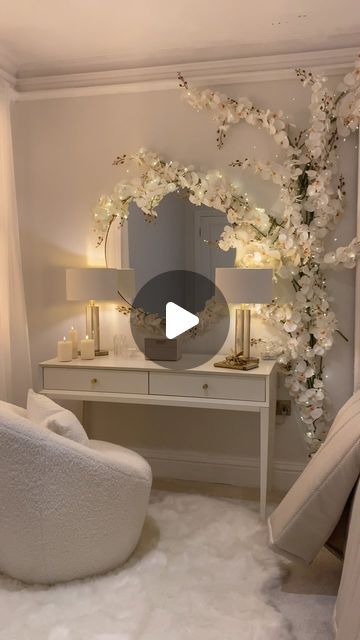 Rowen on Instagram: "Build a faux floral dressing room display with us✨

We’ve used gorgeous faux orchid stems to create this dreamy floral installation🪞 would you try this DIY hack at home?" Faux Orchid, Boho House, Makeup Room, Room Display, Hacks Diy, Dressing Room, You Tried, Luxury Living Room, Orchids