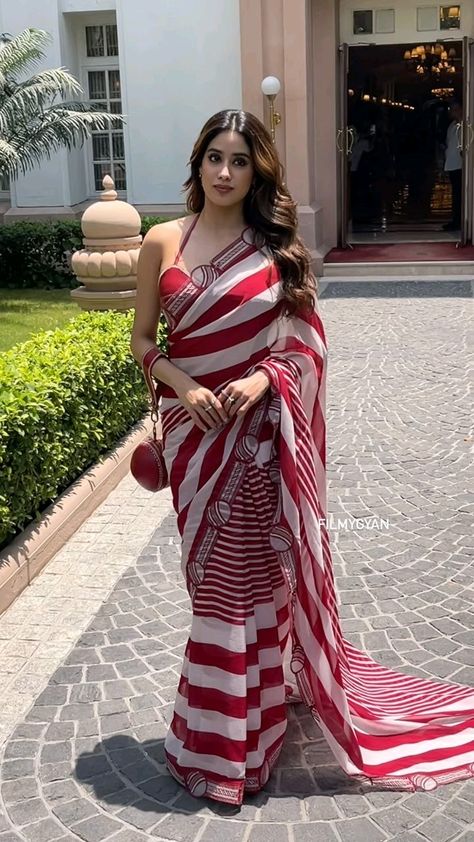 Jahnvi Kapoor Saree, Janvi Kapoor Saree, Janvi Kapoor, Jahnvi Kapoor, Affan Waheed, Heavy Lehenga, Jhanvi Kapoor, Stylish Saree, Saree Draping