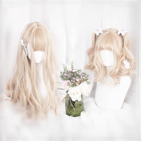 Harajuku Wigs, Cute Wigs, Kawaii Wigs, White Gradient, Pastel Gradient, Anime Wigs, Kawaii Hairstyles, Custom Wigs, Anime Hair