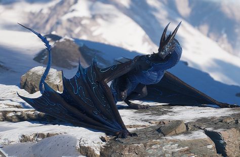 Blue Dragon Aesthetic, Black Wyvern, King Viserys Targaryen, Raven Dragon, Blue Dragon Art, Black And Blue Dragon, Aquatic Dragon, Black Dragon Art, Dark Blue Dragon