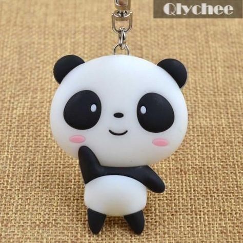 Fimo Kawaii, Crea Fimo, Cute Panda Cartoon, Panda Cartoon, Cartoon Keychain, Polymer Clay Fairy, Polymer Clay Kawaii, Clay Keychain, Fairy Furniture