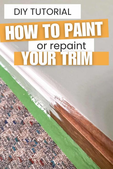 Learn the easiest way for how to paint trim so that it will last with this step-by-step DIY tutorial. Paint Trim White, Painted Wall Borders, Painting Trim Tips, How To Paint Trim, Diy Painting Techniques, Painting Techniques Furniture, Easy Diy Painting, Wall Trim Molding, Painting Wood Trim