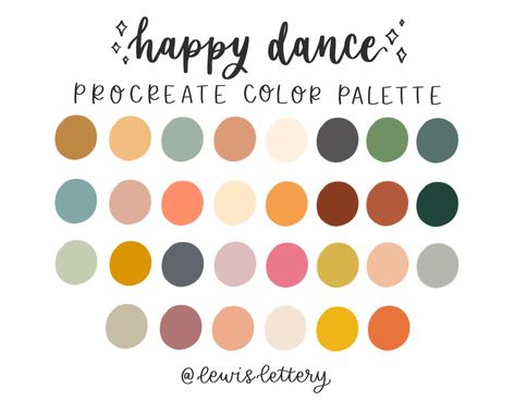 Happy Dance Procreate Color Palette Procreate tools iPad | Etsy Botanical Color Palette, Lettering Graphic Design, Procreate Color Palettes, Floral Palette, Birth Colors, Procreate Color Palette, Bright Boho, Ipad Lettering, Color Palette Design