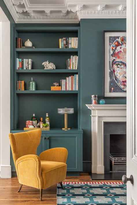 Alcove Ideas Living Room, Alcove Shelving, Inchyra Blue, Period Home, Shaker Style Kitchens, Hello Lovely, Blue Living Room, Front Room, Farrow Ball