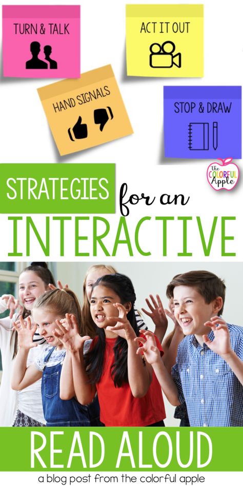 Interactive Read Aloud First Grade, Reading Aloud Activities, Interactive Read Aloud Kindergarten, Kindergarten Read Aloud Activities, Engaging Reading Activities, Engagement Strategies Elementary, Reading Activities Elementary, Interactive Reading Activities, Expanding Sentences