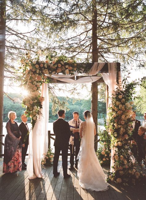 Huppah Wedding, Wedding Processional Order, Processional Order, Floral Ceremony, Wedding Processional, Wedding Chuppah, Blush Fabric, Catholic Wedding, Christian Wedding